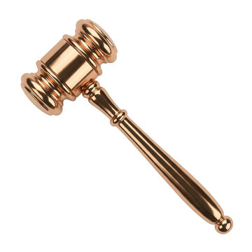 Golden gavel used in court hearings.