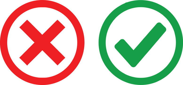 Check mark and cross sign icon Vector