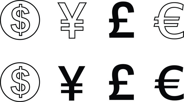 Money currency sign set Vector
