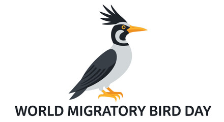 Fototapeta premium world migratory bird day illustration with colorful bird on white background