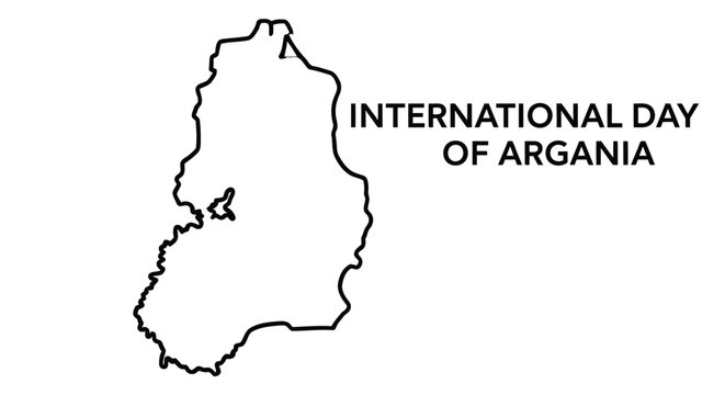 map outline of argania region with international day text on white background