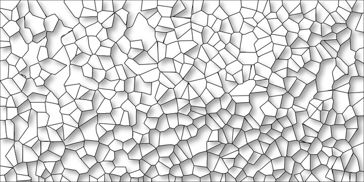 White abstract geometric cell pattern with black linework and soft shadow effects creating a textured organic background design