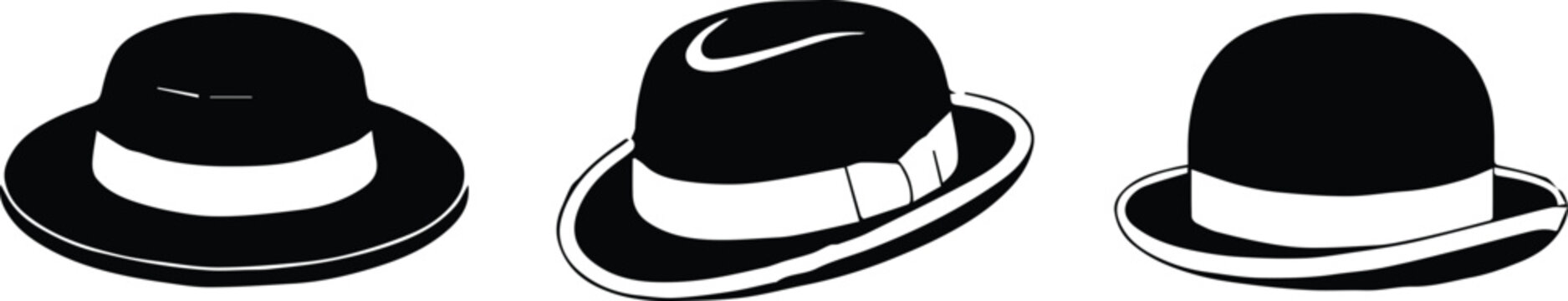 hat accessory icons boater fedora bowler headwear vector pack
