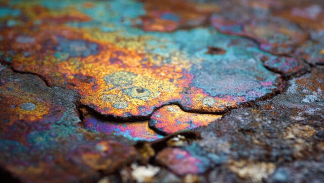 Vibrant Rust Patterns on Metal Surface