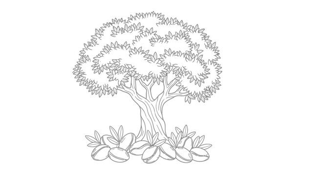 argania tree illustration with international day text high quality professional detailed