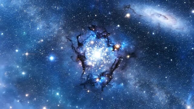 Stunning Deep Space Nebula and Galaxy Formation in Cosmic Universe.