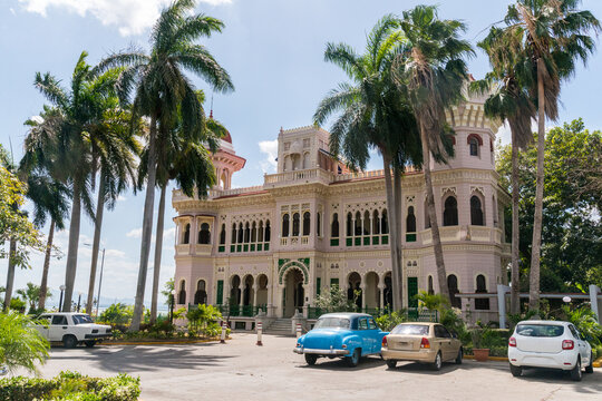 Cuba, Cienfuegos, Punta Gorda.  Arabic Palacio de Valle, a historic villa in built by the Italian architect, Alfredo Colli, in 1917.  It has elements of Moorish architecture.