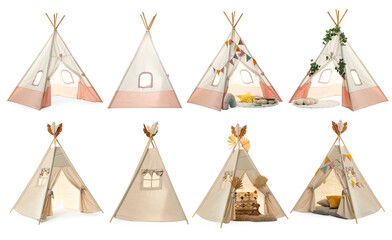 Cute wigwams for children isolated on white, set © New Africa