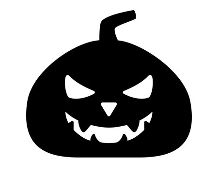 A Halloween pumpkin with a cut-out scary face - vector silhouette for a logo, icon, or stencil. Pumpkin, Jack-o'-lantern, Halloween decor silhouette for laser cutting.