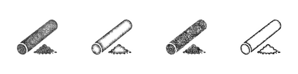 Fototapeta premium Sketch chalk material icon design set