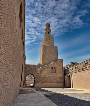 Mosque of Ibn Tulun in Cairo, Egypt, was built between 876 and 879 by Ahmed bin Tulun, the founder of the Tulunid dynasty, the first Turkic state established in Egypt.