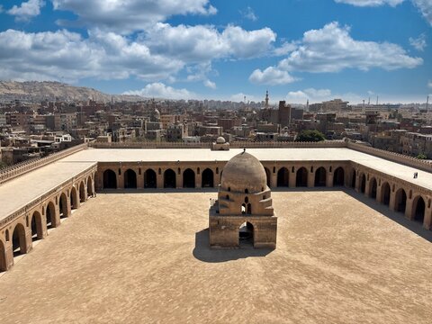 Mosque of Ibn Tulun in Cairo, Egypt, was built between 876 and 879 by Ahmed bin Tulun, the founder of the Tulunid dynasty, the first Turkic state established in Egypt.
