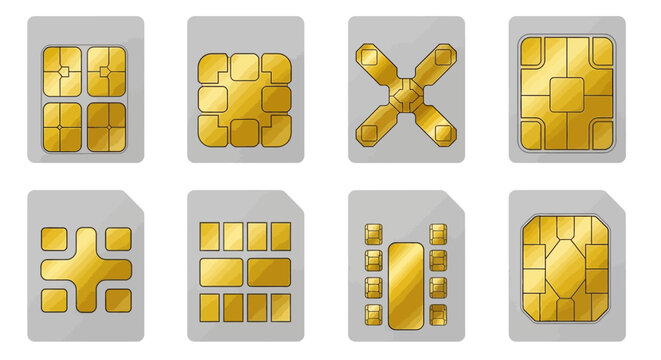 Collection of various SIM cards showcasing different sizes and chip configurations for mobile devices