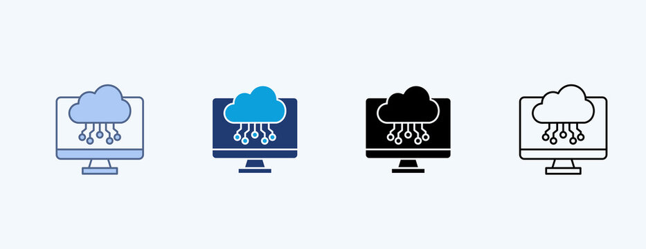 Cloud Computing Multiple Icon Illustration Vector