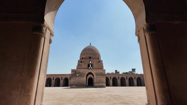 The Tulunid Mosque in Cairo, Egypt, was built between 876 and 879 by Ahmed bin Tulun, the founder of the Tulunid dynasty, the first Turkic state established in Egypt.