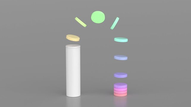Variety of colorful effervescent vitamin tablets