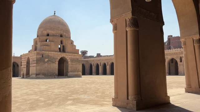 Mosque of Ibn Tulun in Cairo, Egypt, was built between 876 and 879 by Ahmed bin Tulun, the founder of the Tulunid dynasty, the first Turkic state established in Egypt.