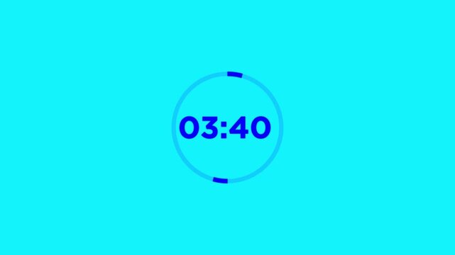 5 minutes countdown timer animation. 5 minute countdown timer .5 minute stopwatch , analog neon clock icon animation .