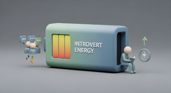A large battery representing an introvert energy level.