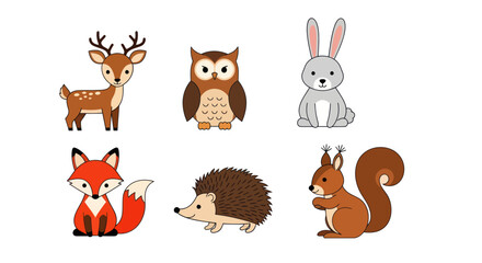 Fototapeta premium Cartoon forest animals illustration