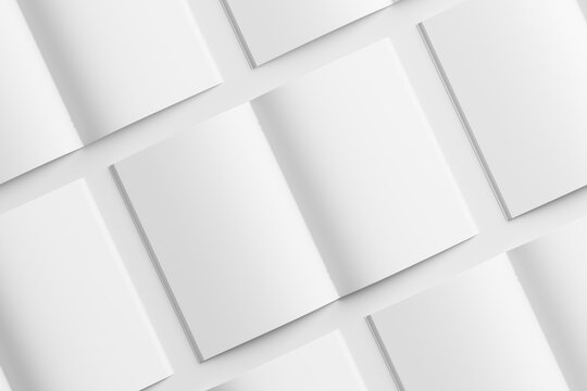 Saddle Stitch A4 Brochure White Blank 3D Rendering Mockup