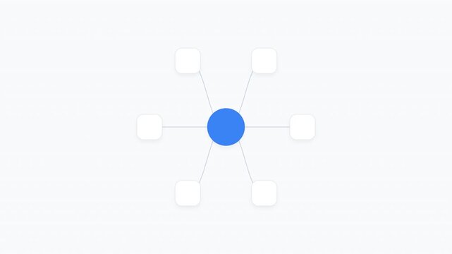 Dynamic infographic with interconnected nodes illustrating complex data flow in a modern visual style video motion animation
