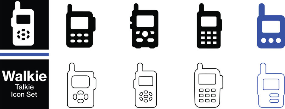 Walkie Talkie Icon Featuring Portable Radio Communication, Wireless Signal, Emergency Alert and Safety Symbol &ndash; Solid Vector Illustration