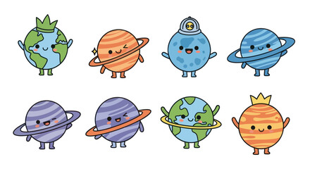 Cartoon planets illustration © angelina