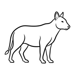 Fototapeta premium Line art illustration of a wild dog standing with simple black and white line
