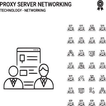 Proxy server networking concept with global data flow and secure internet connection illustration