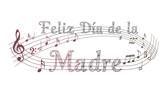 Feliz da de la madre musical note design