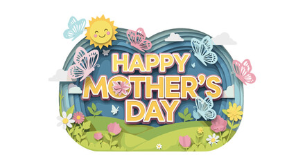 Naklejka premium Colorful happy mothers day greeting with flowers