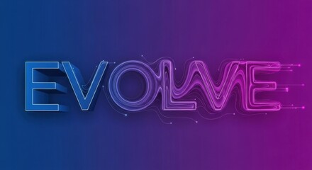 Fototapeta premium Evolve Text in Futuristic Neon Glow