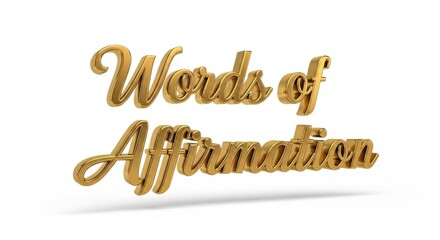 Fototapeta premium Golden Words of Affirmation 3D Text