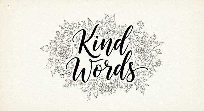 Kind Words Floral Typography Design
