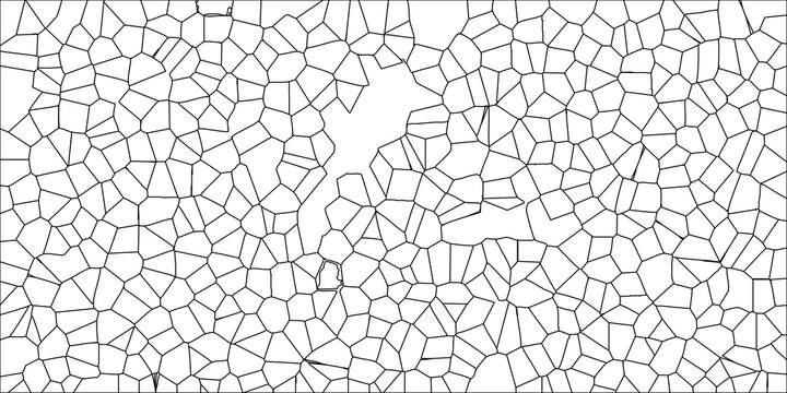 Fragmented Voronoi Pattern Vector Design With Black Outlined Polygonal Cells And Broken White Areas For Texture