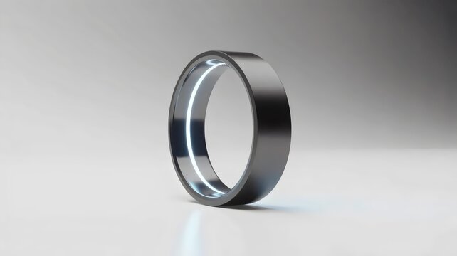 Matte black smart ring 3D render &ndash; Suitable for wearable technology marketing, fitness tracker blogs, or minimalist jewelry design.