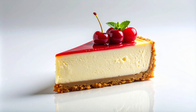 Cheesecake slice with cherries