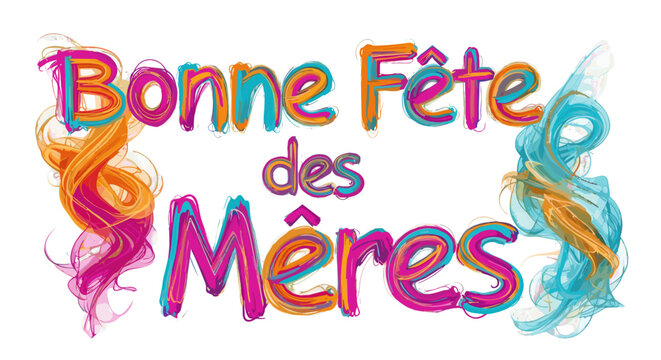 Bonne fte des mres colorful text with abstract watercolor swirls a festive
