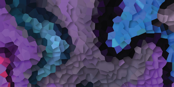 Abstract mosaic of purple, blue, and gray polygonal shapes with a gradient effect and textured surface
