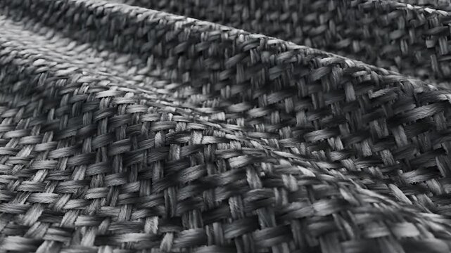 Closeup Macro View of Woven Carbon Fiber Fabric Texture.