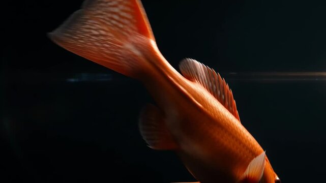 Vibrant Orange Fish Swimming Alone.