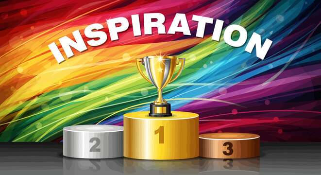 Inspirational Golden Trophy Podiums Colorful Background