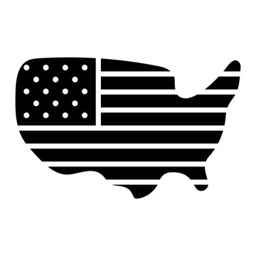 USA Map Silhouette with Flag