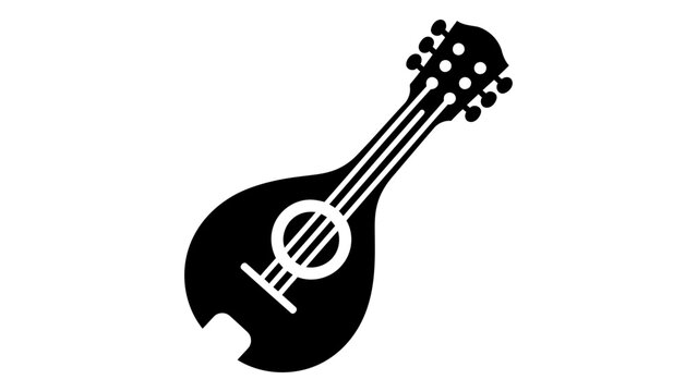 Mandolin string instrument icon, musical equipment symbol isolated on white background