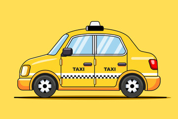 Fototapeta premium Yellow Taxi Car Vector Illustration Flat Design