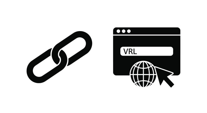 Chain link and web browser icon a striking black silhouette