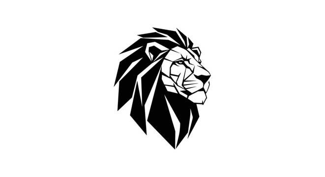Black and white lion head illustration 1.