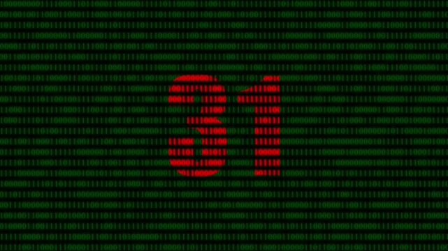 Digital number 31 formed by red binary code on green matrix background, cyber security and data technology concept
