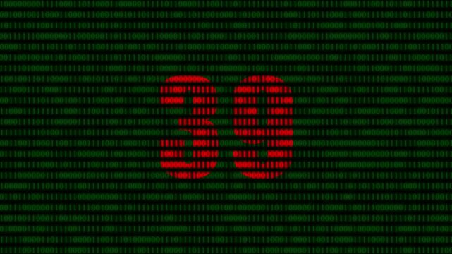 Digital countdown timer 39 seconds with red binary code numbers on green matrix background, for tech presentations